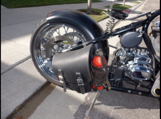 Bobber Motorcycle Right side rear tire.